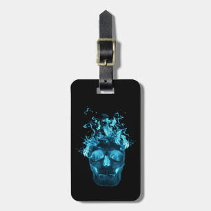 Custom Blue Flame Skull Luggage Tag