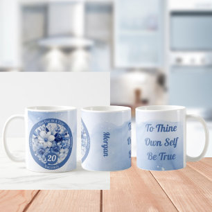 Custom Blue Floral Recovery Milestone Gift Coffee Mug