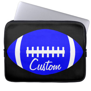 Custom Blue Football Team, Player or Coach Laptop Sleeve
