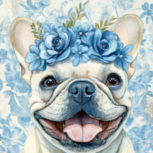 Custom Blue French Bulldog Greeting Card