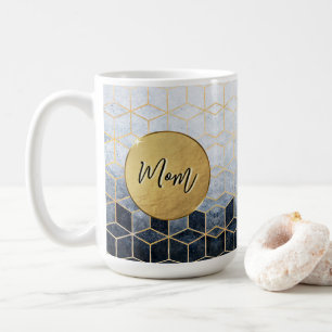 Custom Blue Geometric Personalized Coffee Mug