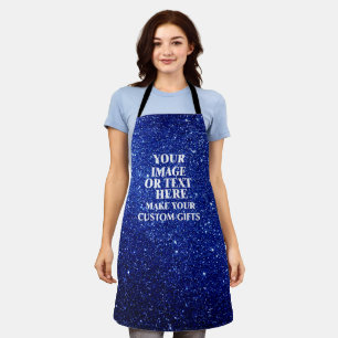 Custom Blue Glitter Apron - Personalized for Women