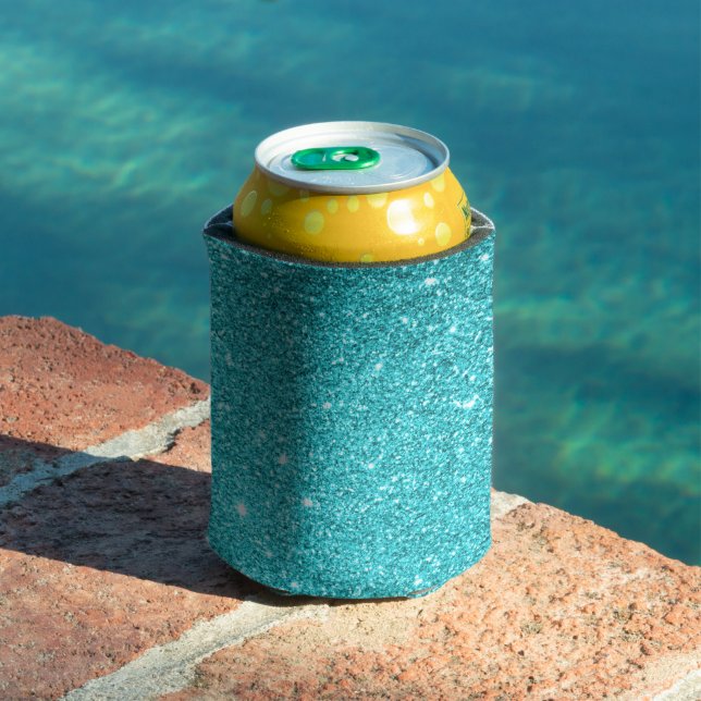 Custom Blue Glitter Can Cooler (In Situ Pool)