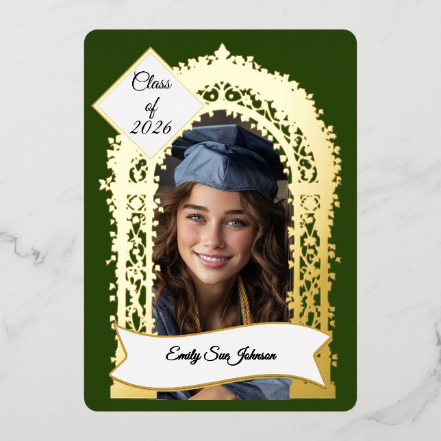Custom Blue Grad Party Invitation Photo Collage (Front)