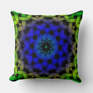 Custom Blue Green Diamond Star Pattern Pillow
