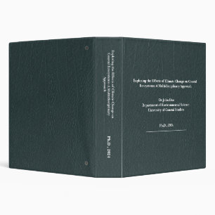 Custom Blue Green Leather PhD  Binder