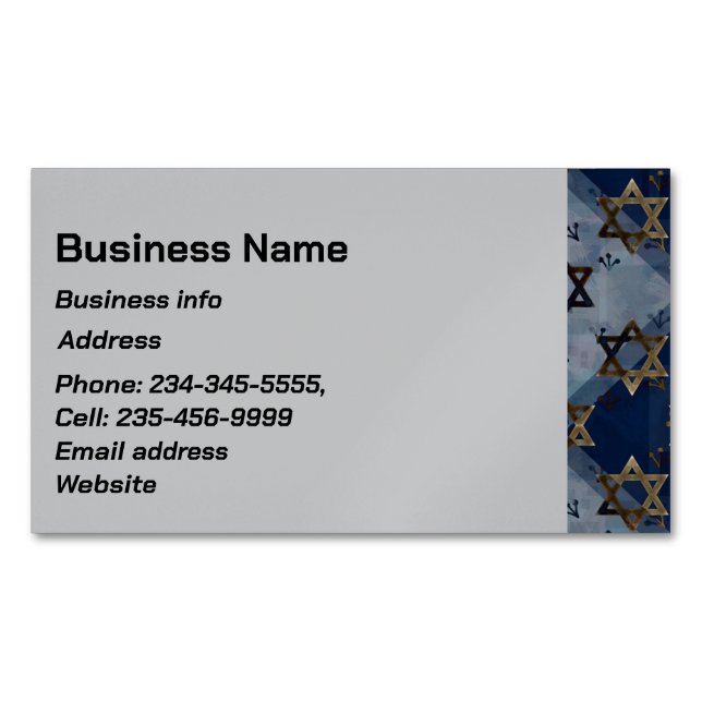 Custom Blue Grey Gold Star de David Carte de visit (devant)