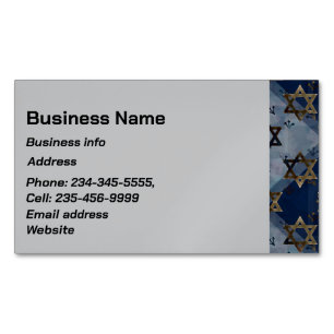 Custom Blue Grey Gold Star of David Business Card