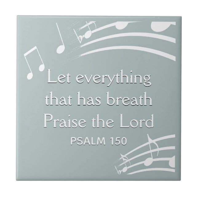 Custom Blue Grey MUSIC NOTES  Ceramic Tile (Front)