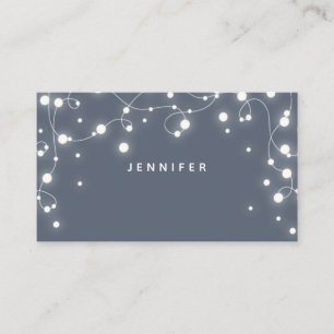 Custom Blue-Grey Sparkling Lights Christmas Place Card