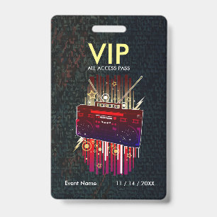 Custom Blue Grey VIP Pass With Professional Modern Badge