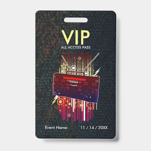 Custom Blue Grey VIP Pass With Professional Modern Badge (Front)