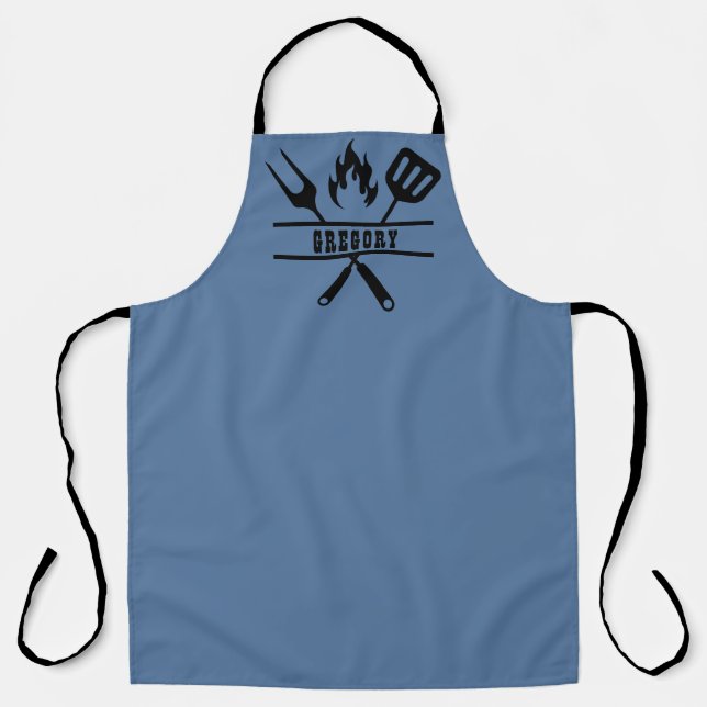 Custom Blue Grilling Apron (Front)