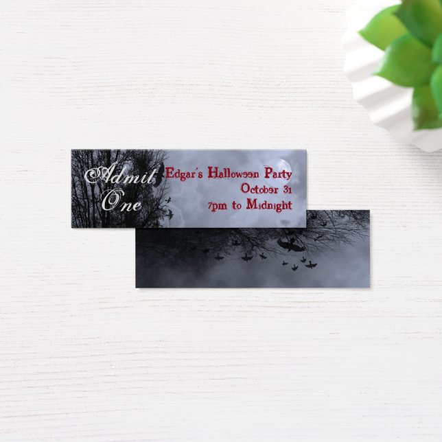 Custom Blue Halloween Sky and Ravens Party Ticket (Desk)