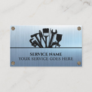 Custom Blue Handyman Repair Maintenance Metal Business Card