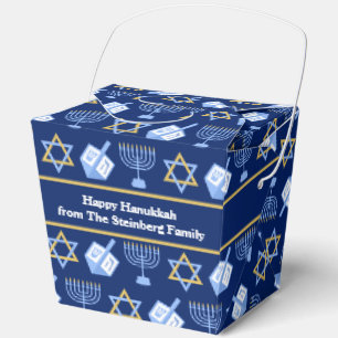 Custom Blue Hanukkah Pattern Fortune Party Favor Box