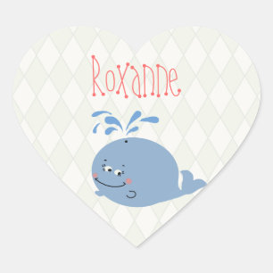 Custom Blue Harlequin Whale Vanity Adhesive - Heart Sticker