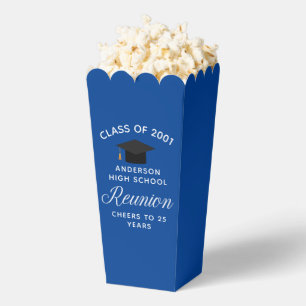 Custom Blue High School Reunion Party Popcorn Favor Box