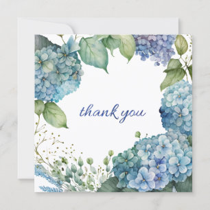 Custom Blue Hydrangea wreath Thank You Card
