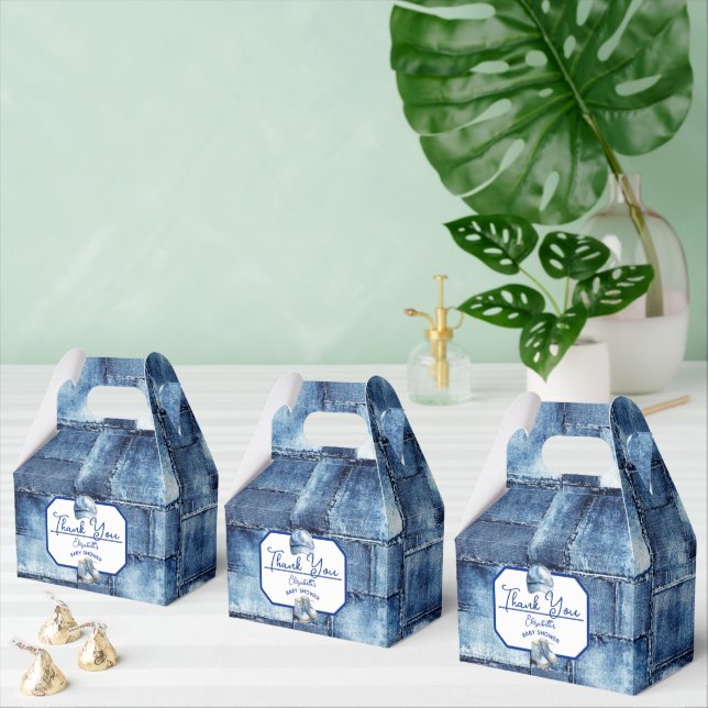 Custom Blue Jean Baby Denim Themed Baby Shower Favor Box (Multiple)