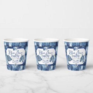Custom Blue Jean Baby Denim Themed Baby Shower Paper Cups