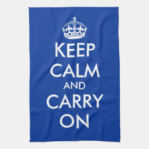Custom blue kitchen towel   Keep calm and carry on
