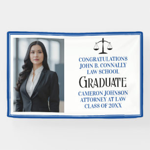 Custom Blue Law School Photo Graduation Party Banner