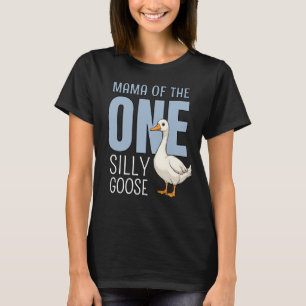 Custom Blue Mama of the One Silly Goose Birthday T-Shirt