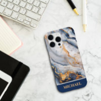 Custom Blue Marble With Gold Accents Personalized