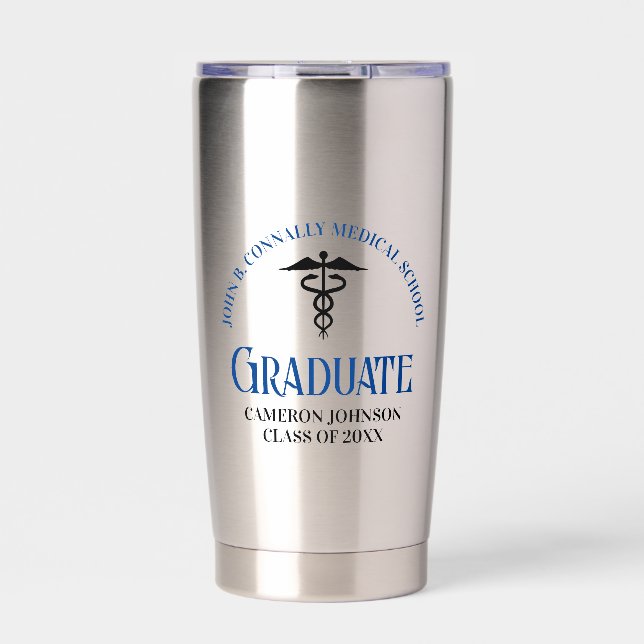 Custom Blue Medical School Graduation Insulated Tumbler (Front)