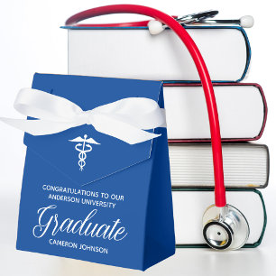 Custom Blue Medical School Graduation Party Favor Box
