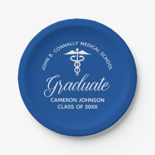 Custom Blue Medical School Graduation Party Paper Plate