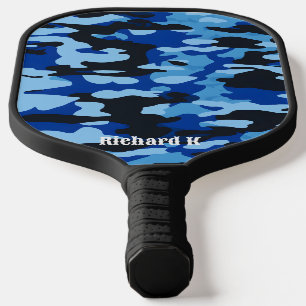 Custom Blue Military Camo Design Personalized Pickleball Paddle