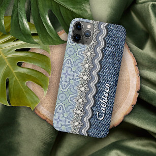 Custom Blue Mint Batik Mosaic Floral Art Pattern iPhone 11 Pro Max Case