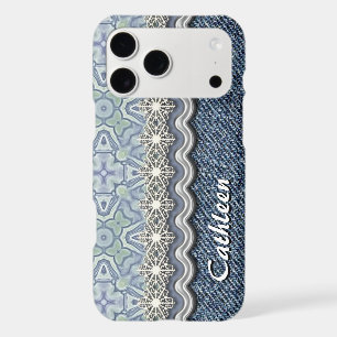 Custom Blue Mint Green Mosaic Floral Art Pattern