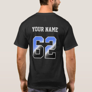 Custom Blue Number 62 Personalized  T-Shirt
