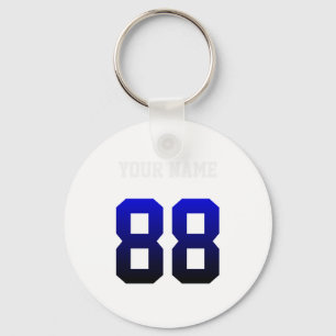 Custom Blue Number 88 Personalized T Shirt Keychain
