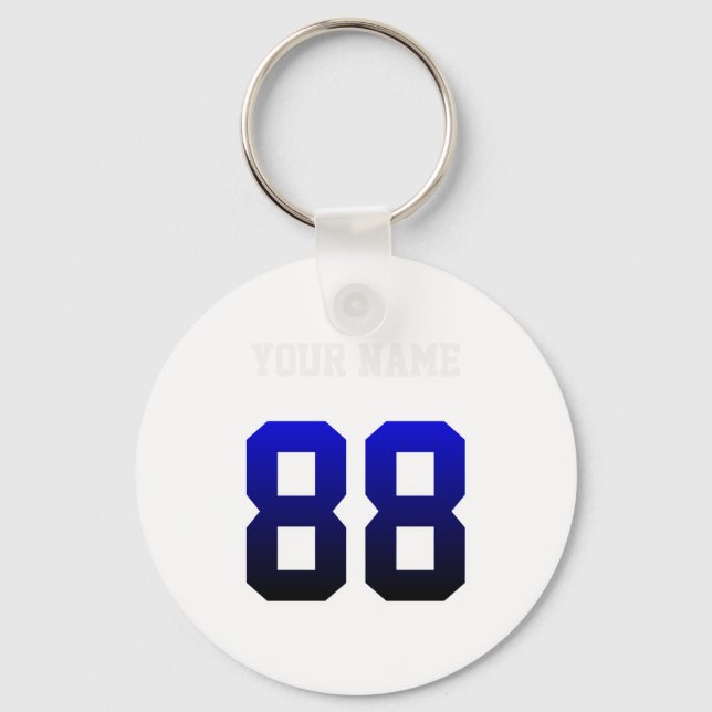 Custom Blue Number 88 Personalized T Shirt  Keychain (Front)