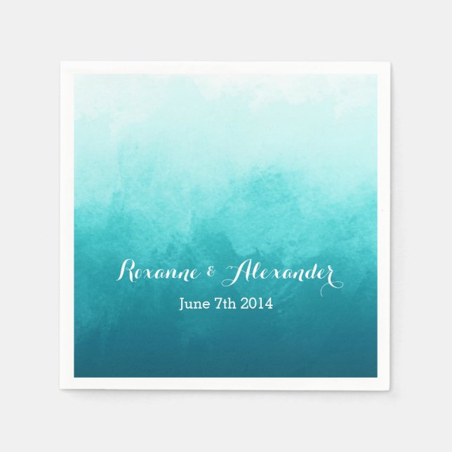 Custom Blue Ombre Paper Napkins (Front)