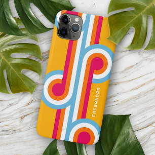 Custom Blue Orange Pink Red Retro Art Pattern iPhone 11 Pro Max Case