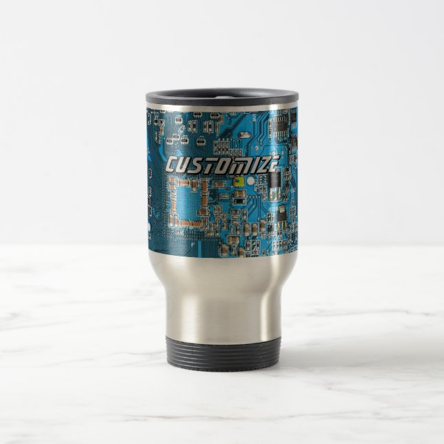Custom Blue PCB Circuit Board for IT Pros 2 Travel Mug (Center)