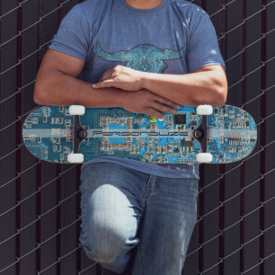 Custom Blue PCB Circuit Board for IT Pros Skateboard