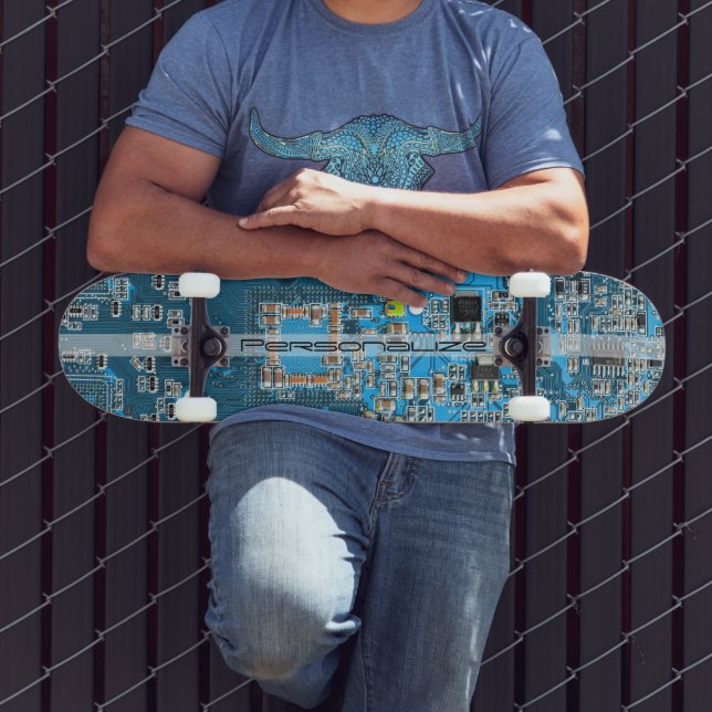 Custom Blue PCB Circuit Board for IT Pros Skateboard (Outdoor 3)