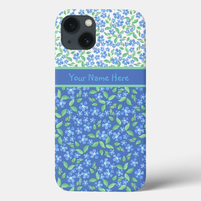 Custom Blue Periwinkles Ditsy Floral Patterns Case-Mate iPhone Case (Back)