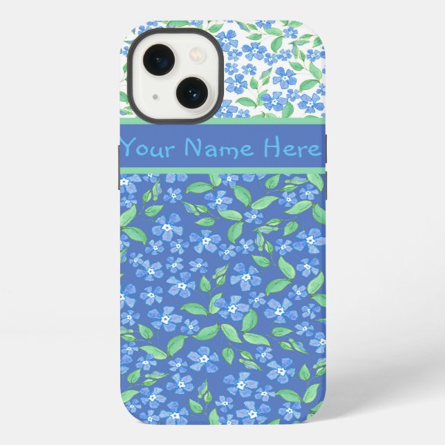 Custom Blue Periwinkles Ditsy Floral Patterns iPhone Case (Back)