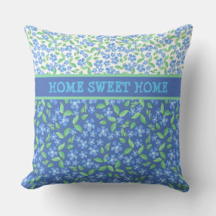 Custom Blue Periwinkles Ditsy Floral Patterns Throw Pillow