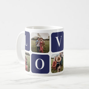 Custom Blue Photo Collage Family Love Mug