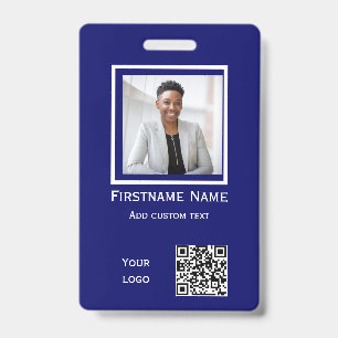 custom blue photo employee badge ID qr code