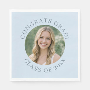 Custom Blue Photo Graduation Congrats Grad Party Napkin