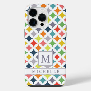 Custom Blue Pink Green Yellow Stars Geometric iPhone 14 Pro Max Case